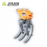 Excavator hydraulic grab with single cylinder hydraulic grapple